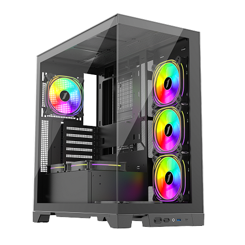 Корпус 1Stplayer MIKU Mi8-BK-3FBR-1FBC2, Midi Tower, m-ATX, Black, 3x3.5"/3x2.5", USB, USB-C