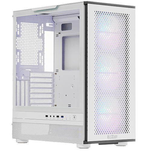Корпус PCCooler ME200W MESH WH EATX/ATX/mATX/ITX 2x3.5", 4x2.5", USB3.0, 2xUSB2.0 3xFAN ARGB included (3x спереди ) White