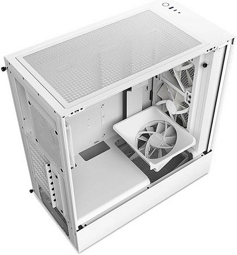 Корпус NZXT H5 Flow RGB, Midi Tower, ATX, m-ATX, White, 1x3.5"/1x2.5", USB3.2, USB-C