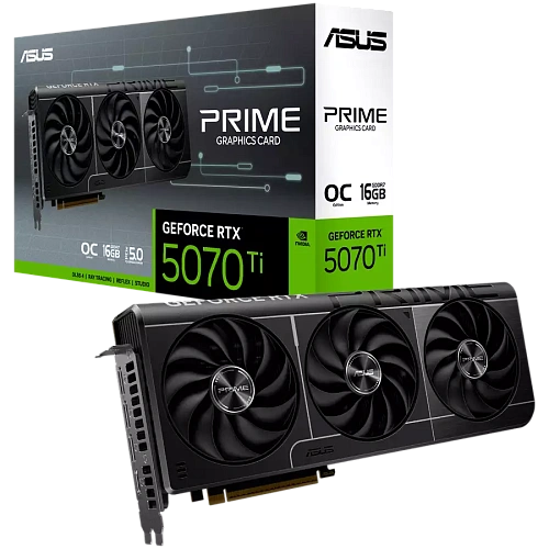 Видеокарта ASUS PRIME GeForce RTX5070 Ti 16GB GDDR7 OC Edition 16GB GDDR7 256-bit 1xHDMI 3xDP PRIME-RTX5070TI-O16G