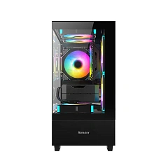 Корпус HuntKey G35, Midi Tower, m-ATX, m-ITX, Black, 1x3.5"/1x2.5", 2xUSB2.0, USB3.0