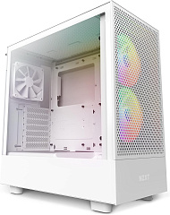 Корпус NZXT H5 Flow RGB, Midi Tower, ATX, m-ATX, White, 1x3.5"/1x2.5", USB3.2, USB-C