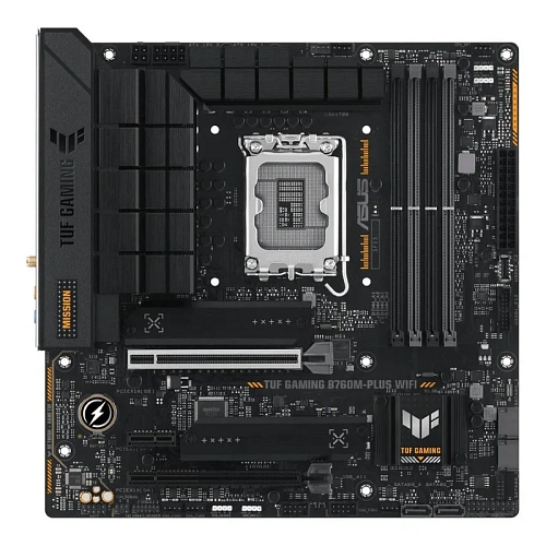 Матплата Asus TUF G B760M-Plus WiFi, iB760, S1700, mATX, 4DDR-5,2xPCI-Ex16,4SATA,2xM.2,HDMI,DP,15USB