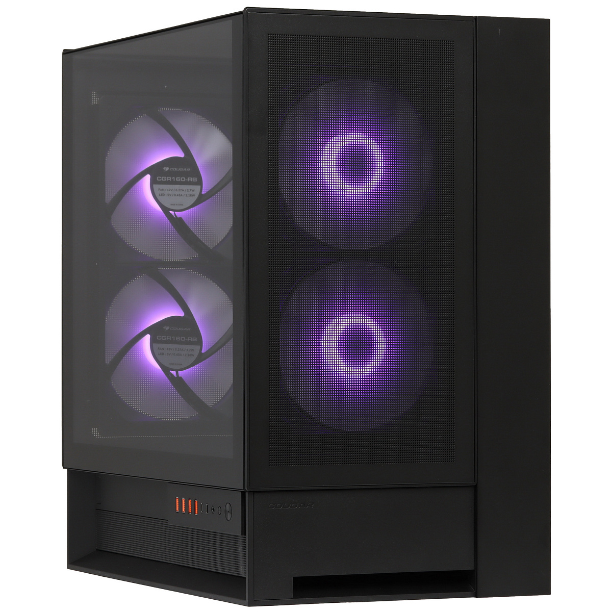 Корпус Cougar OmnyX, Midi Tower, ATX, Black, 2x3.5"/2x2.5" HDD, 4xUSB3.0, 2xUSB-C