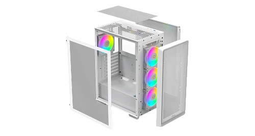 Корпус Ocypus Gamma C60 WH ARGB ATX/mATX/ITX 3xUSB Белый, Предустановленно 4x120мм ARGB Fans, Gamma-C60-WHG400XX-GL