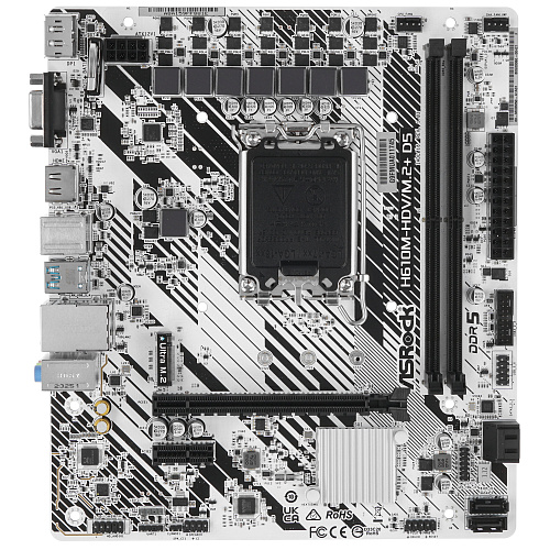 Материнская плата ASRock H610M-HDV/M.2+ D5 LGA1700 2xDDR5 4xSATA M.2 D-Sub HDMI DP Type-C mATX