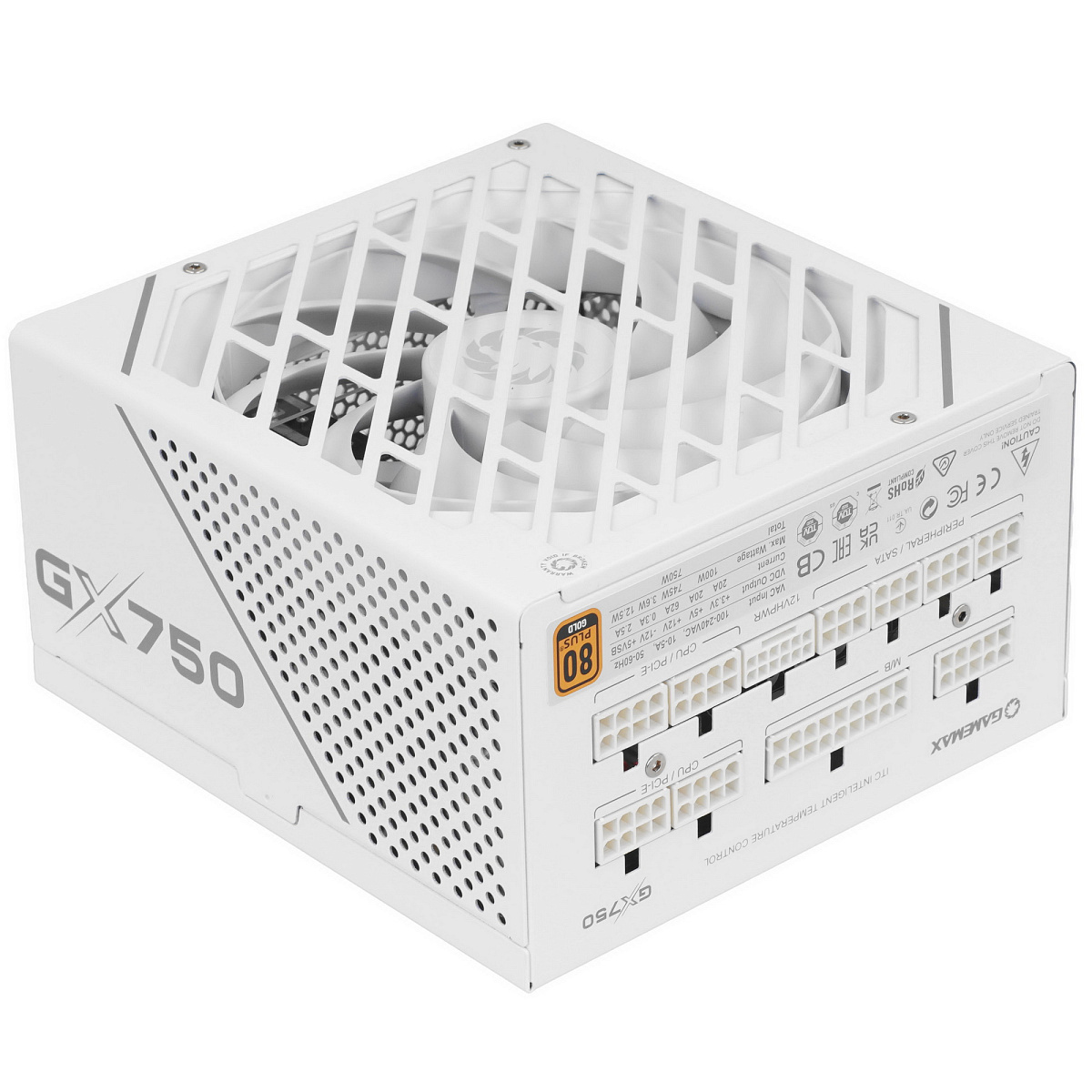 БП ATX 750W GameMax GX-750 PRO WT, Gold, 20+4/20+4+8/24+4/24+4+8/24+8+8, 13.5cm, 4x6+2p PCI-E
