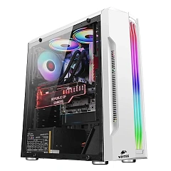 Корпус Wintek Flame D525-W TG, Midi Tower, ATX, White, 2x3.5"/2x2.5", 2xUSB, RGB