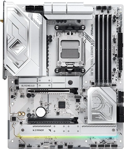 Матплата ASRock X870 Steel Legend WiFi, AM5, ATX, 4DDR-5, 2xPCI-Ex16,4SATA, 3xM.2,HDMI,2xUSB-C,15USB