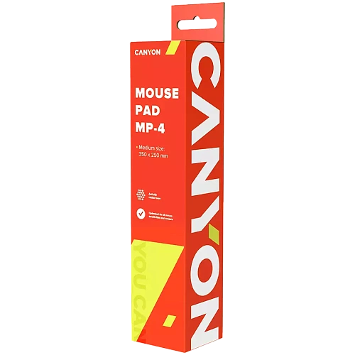 CANYON MP-4, Mouse pad,350X250X3MM,Multipandex,fully black with our logo (non gaming),blister cardboard