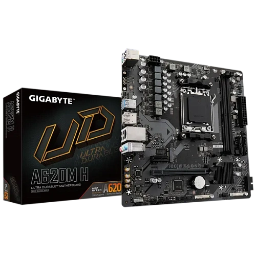 Матплата Gigabyte A620M H, AM5, mATX, 2DDR-5, 1xPCI-Ex16, 4SATA, 1xM.2, HDMI, DP, 12USB