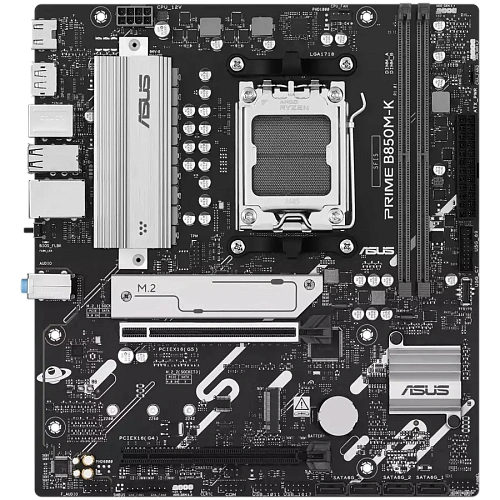 ASUS Main Board Desktop Socket AM5 AMD B850 Chipset 2 x DIMM slots, max. 128GB, DDR5 1 x DisplayPort 1 x HDMI 2 x M.2 4 x SATA micro-ATX Form Factor