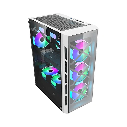 Корпус 1Stplayer FireBase XP-G-WH-4F2WC3, Midi Tower, m-ATX, White, 2x3.5"/3x2.5", 3xUSB, RGB