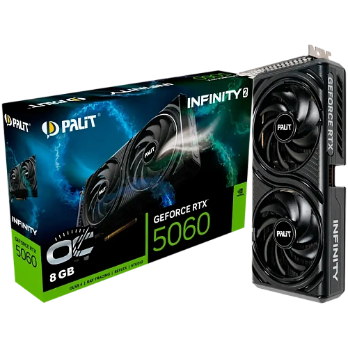 PALIT GeForce RTX 5060 Infinity 2 OC 8GB GDDR7 128 bit, 1x HDMI 2.1b, 3x DP 2.1b, 2 Fan, 1x 8-pin pwr connector, 550W, 262.1 x 126.3 x 40.1 mm, NE75060V19P1-GB2063L BULK