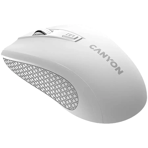 CANYON MW-7, 2.4Ghz wireless mouse, 6 buttons, DPI 800/1200/1600, with 1 AA battery ,size 110*60*37mm,58g,white
