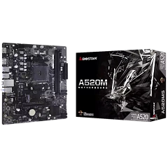 BIOSTAR MB AM4 A520 2-DIMM DDR4 4 x SATA III 1 x M.2 1 x DP Port 1 x HDMI Port 1 x LAN port 	Micro ATX