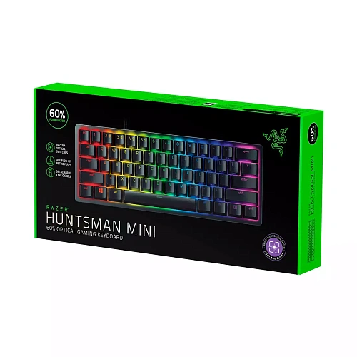 Клавиатура Razer Huntsman Mini, Black, Gaming, Multimedia, Clicky Optical Switch, RGB-Backlight, USB