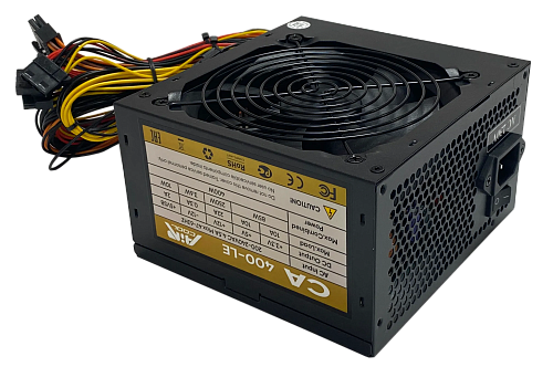 CA400-LE NMD Блок Питания AiR-Cool 400W 230V 20+4P 3* Sata 2* Molex 2+2 pin, 6 pin, PATA+SATA+FDD, FAN 12cm, Черный, Кабель питания