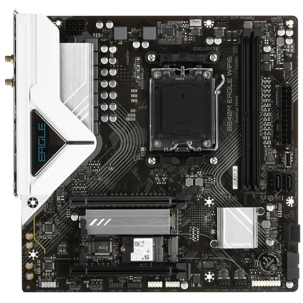 Матплата Gigabyte B840M Eagle WiFi6, AM5, mATX, 2DDR-5, 2xPCI-Ex16, 4SATA, 2xM.2, HDMI, DP, 13USB