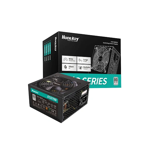 БП ATX 750W Huntkey ECO750, Plus, 20+4/24+4/24+4+8/24+8+8, 12cm, 2x6+2p PCI-E