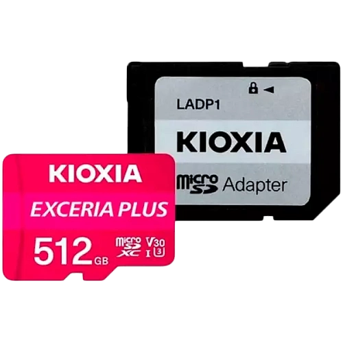 KIOXIA LMPL1M512GG2; 512GB microSD KIOXIA Exceria Plus (M303) UHS I U3 with adapter