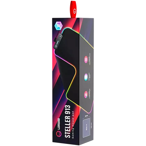 Lorgar Steller 913, Gaming mouse pad, High-speed surface, anti-slip rubber base, RGB backlight, USB connection, Lorgar WP Gameware support, size: 360mm x 300mm x 3mm, weight 0.250kg