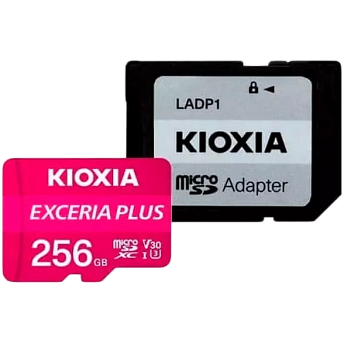 KIOXIA LMPL1M256GG2; 256GB microSD KIOXIA Exceria Plus (M303) UHS I U3 with adapter