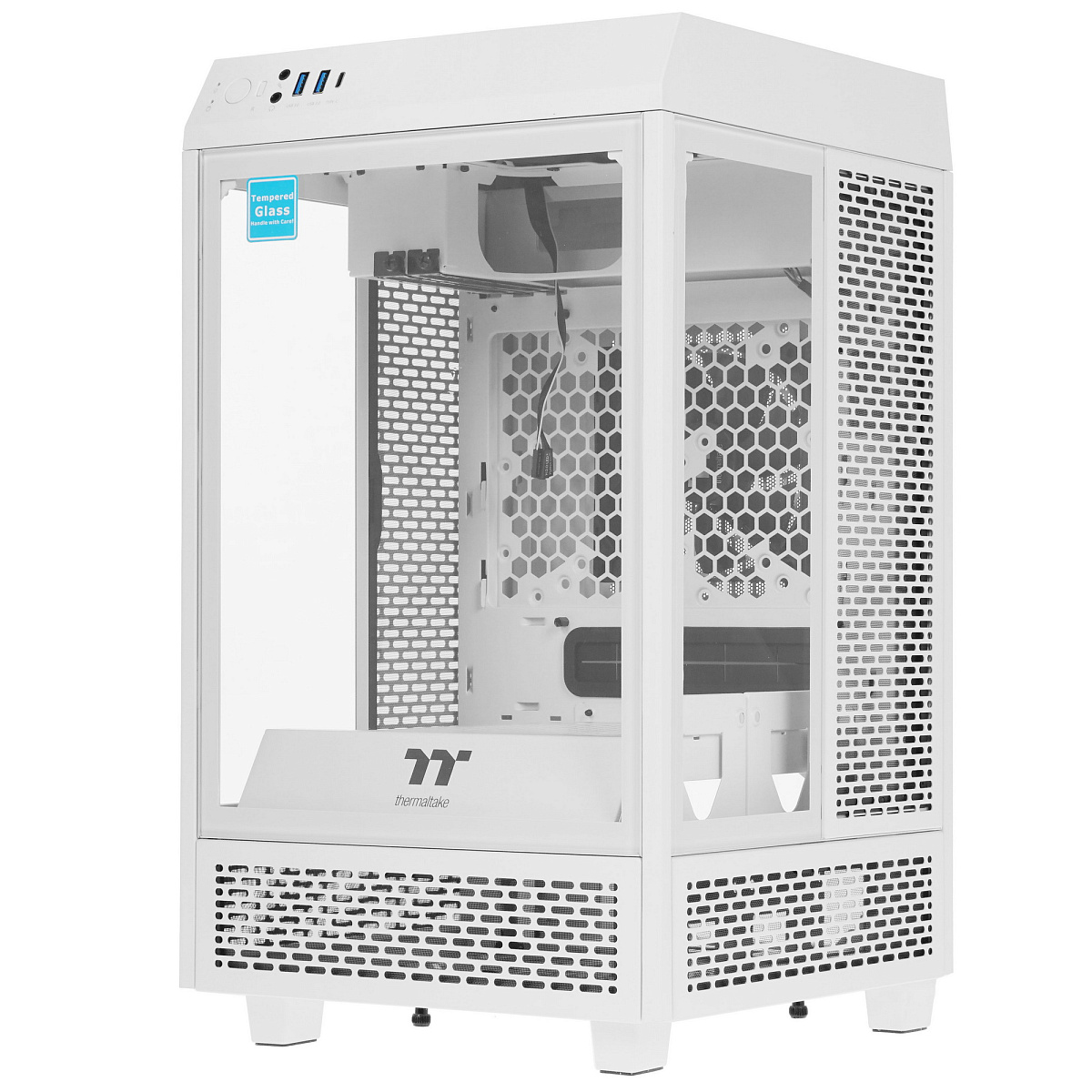 Корпус Thermaltake The Tower 100, Mini Tower, m-ITX, Snow, 2x3.5"/2x2.5", 2xUSB3.0, USB-C