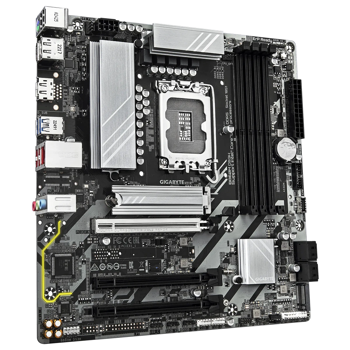 Матплата Gigabyte B860M DS3H, iB860, S1851, ATX, 4DDR-5, 1xPCI-Ex16, 2xM.2, 2xDP, HDMI, 13USB