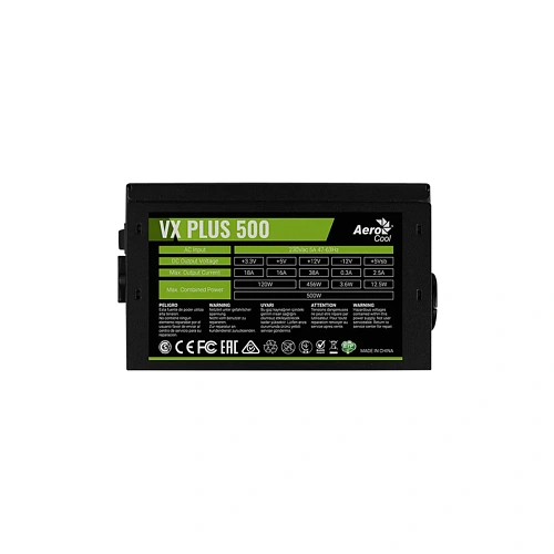 БП ATX 500W AeroCool VX PLUS 500, 20+4/24+4/24+8 pin, 12cm, 1x6+2 PCI-E