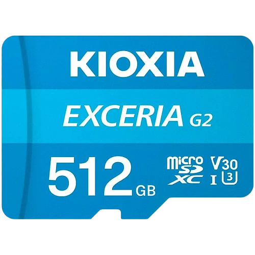 KIOXIA LMEX2L512GG2; 512GB microSD KIOXIA Exceria (gen 2) UHS I U3 V30 with adapter