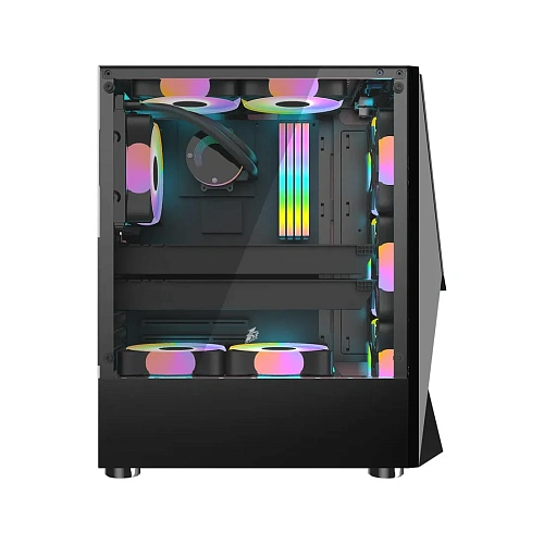 Корпус 1Stplayer DK-3-BK, Midi Tower, ATX, Black, 1x3.5"/1x2.5", 2xUSB2.0, USB3.0, RGB