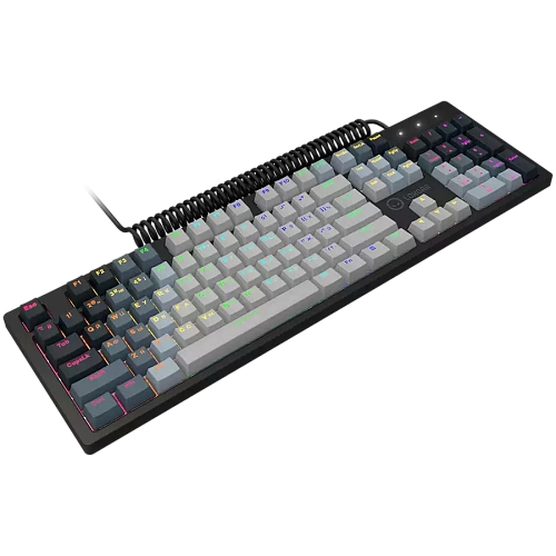 LORGAR Azar 514, Wired mechanical gaming keyboard, RGB backlight, 1680000 colour variations, 18 modes, keys number: 104, 50M clicks, linear dream switches, spring cable up to 3.4m, ABS plastic+metal, magnetic cover, 450*136*39mm, 1.17kg, white, EN+RU layo