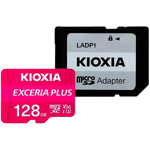 KIOXIA LMPL1M128GG2; 128GB microSD KIOXIA Exceria Plus (M303) UHS I U3 with adapter