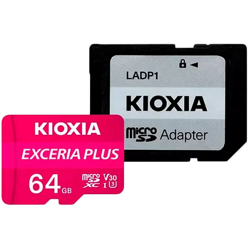 KIOXIA LMPL1M064GG2; 64GB microSD KIOXIA Exceria Plus (M303) UHS I U3 with adapter