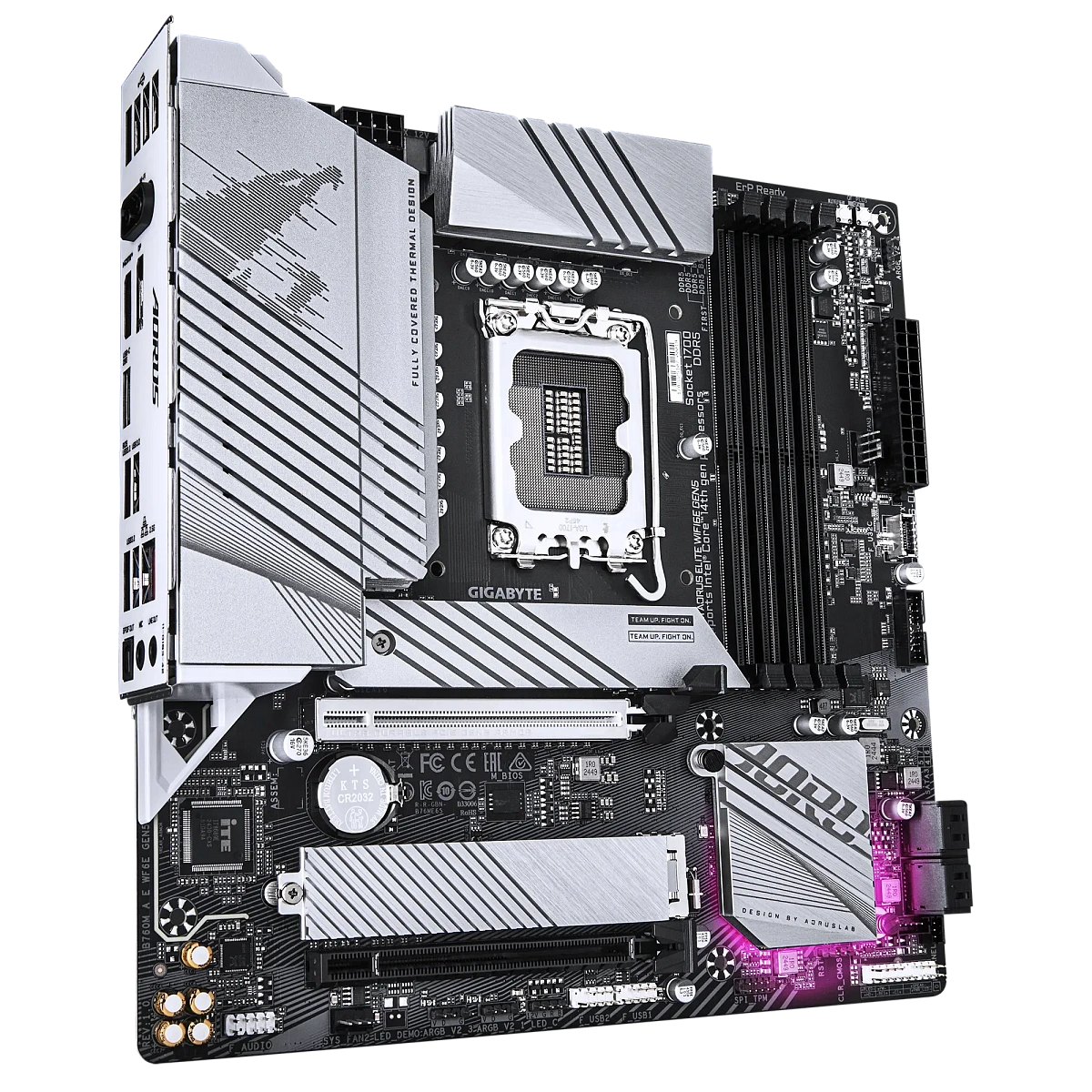 Матплата Gigabyte B760M Aorus Elite WiFi6E Gen5, iB760,S1700,mATX,4DDR-5,4SATA,2xM.2,HDMI,DP,16USB