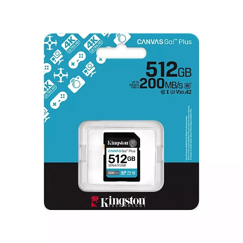 Карта памяти Kingston SDG4/512GB Canvas Go Plus Gen4 C10 UHS-I U3 V30 512GB