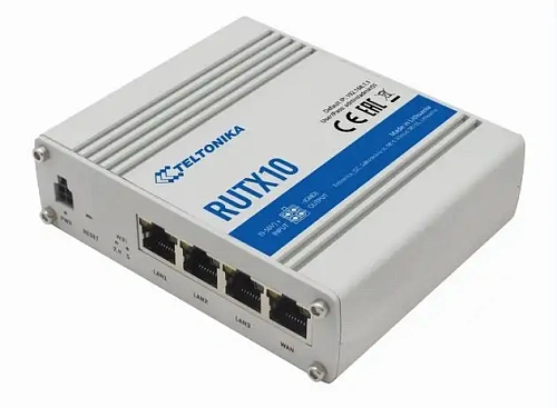 Маршрутизатор TELTONIKA/RUTX10 Промышленный/WAN 1xRJ45 1Gbps/LAN 3(4)xRJ45 1Gbps/Wi-Fi 802.11ac/USB-A/2 x RP-SMA WiFi; 1xRP-SMA Bluetooth antenna