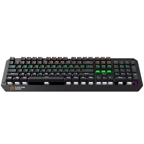 CANYON Hazard GK-6, Wired multimedia gaming keyboard with lighting effect, 108pcs rainbow LED, Numbers 104keys, RU+EN double injection layout, cable length 1.8M, 450.5*163.7*42mm, 0.90kg, color black