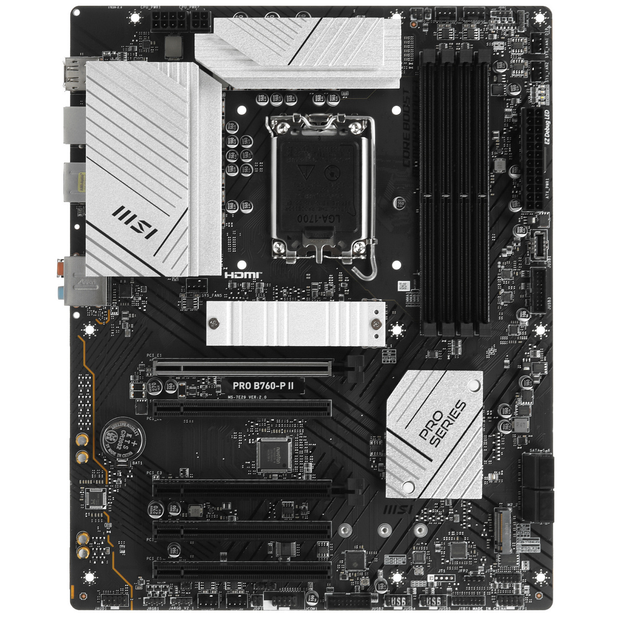 Материнская плата MSI PRO B760-P II LGA1700 4xDDR5 4xSATA3 RAID 2xM.2 HDMI DP ATX