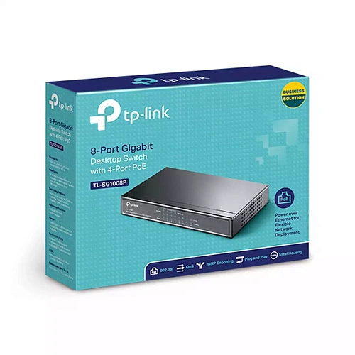 Коммутатор PoE+ GbE  8-портовый Tp-Link TL-SG1008P