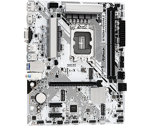 Матплата ASRock B760M-HDV/M.2, iB760, S1700, mATX, 2DDR-5, 1хPCI-Ex16, 4SATA, 2xM.2,VGA,HDMI,DP,8USB