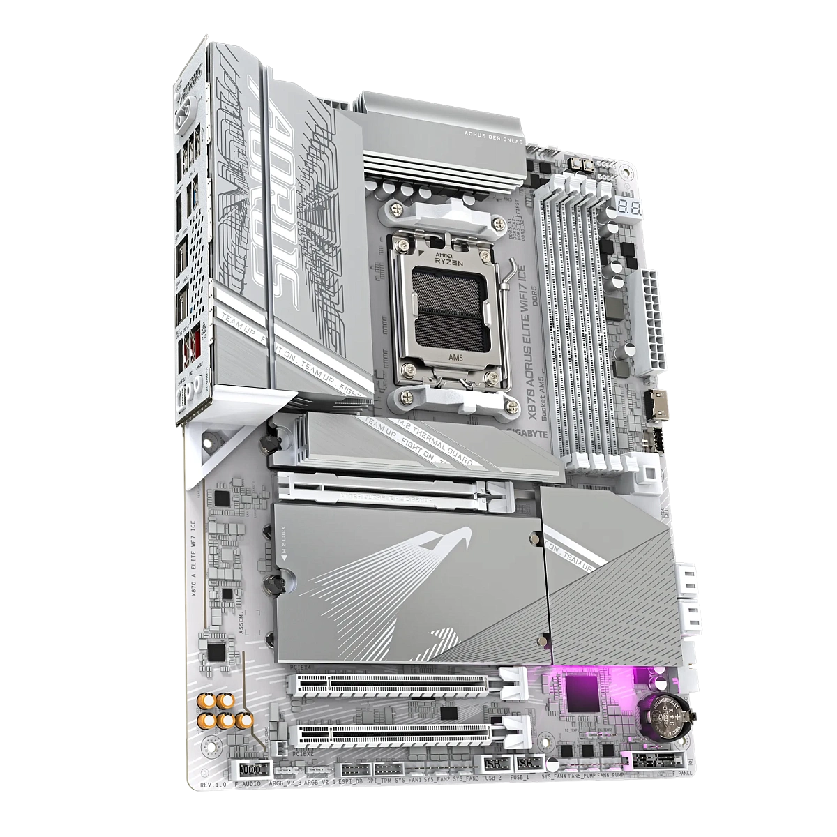 Матплата Gigabyte X870 Aorus Elite WiFi7 ICE, AM5, ATX, 4DDR-5, 3хPCI-Ex16, 4SATA, 4xM.2, HDMI,19USB