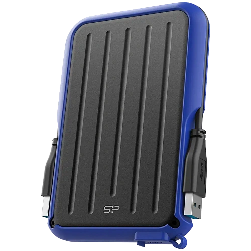 Silicon Power Armor - A66 2TB Portable HDD USB 3.2 Gen 1 Blue, Certificate MIL-STD 810F 516.5/IV, Water-resistant IPX4, 360˚ bumper