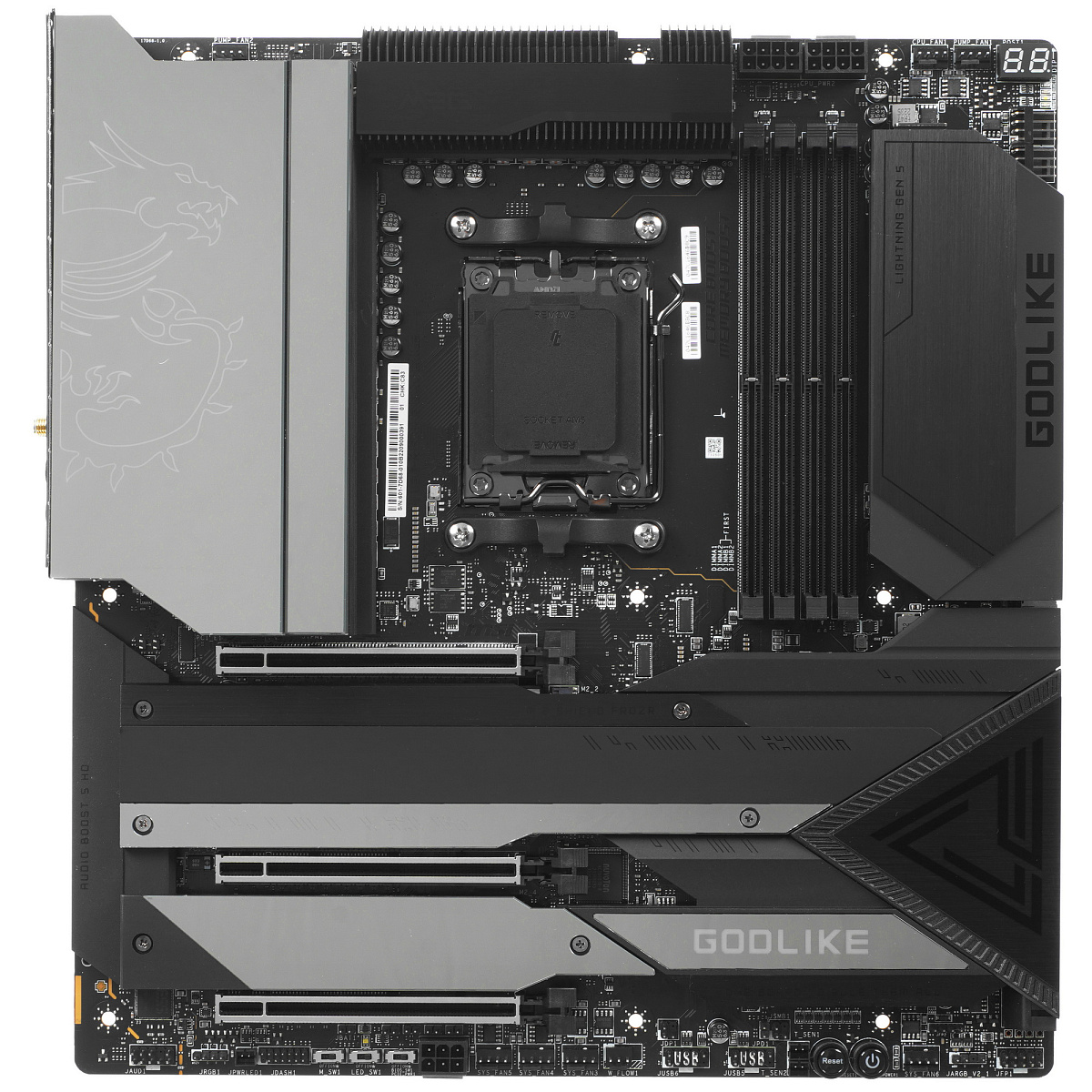 Матплата MSI MEG X670E Godlike, AM5, E-ATX, 4DDR-5, 3xPCI-Ex16, 8SATA, 4xM.2, 19USB