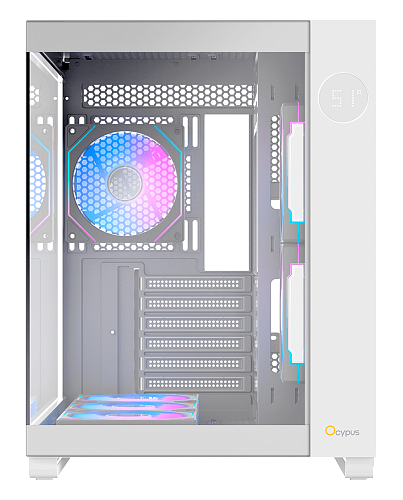 Корпус Ocypus Iota C70 WH ARGB ATX/mATX/mITX 2xUSB, Type-C, Предустановлены 6 вентиляторов с ARGB подсветкой, Белый, Iota-C70-WHD600XX-GL