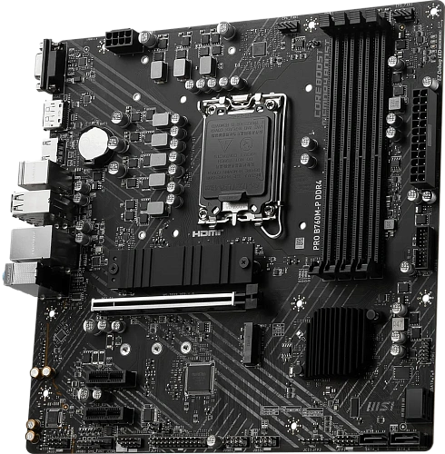 Матплата MSI PRO B760M-P, iB760, S1700, mATX, 4DDR-5, 1xPCI-Ex16, 4SATA, 2xM.2, VGA, HDMI, DP, 12USB