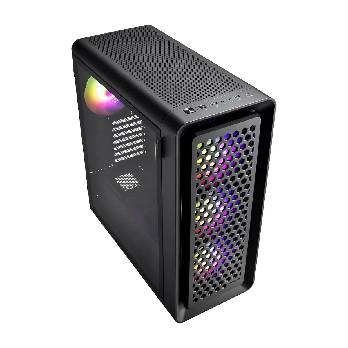 Корпус FSP CUT593A-B, Ultra Tower, E-ATX, Black, 4x2.5"/3х3.5", 2xUSB3.0, USB-C, RGB