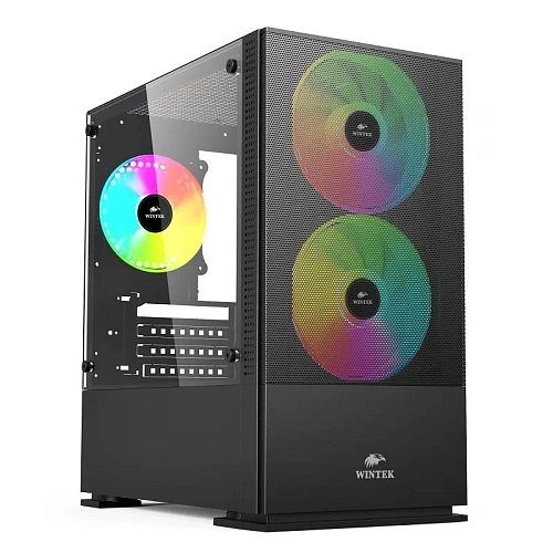 Корпус Wintek Shadow 701-B TG, Mini Tower, m-ATX, Black, 2x3.5"/2x2.5", 2xUSB, USB3.0, RGB