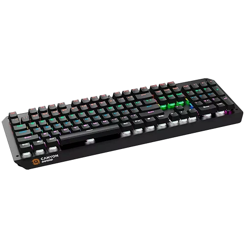 CANYON Hazard GK-6, Wired multimedia gaming keyboard with lighting effect, 108pcs rainbow LED, Numbers 104keys, RU+EN double injection layout, cable length 1.8M, 450.5*163.7*42mm, 0.90kg, color black